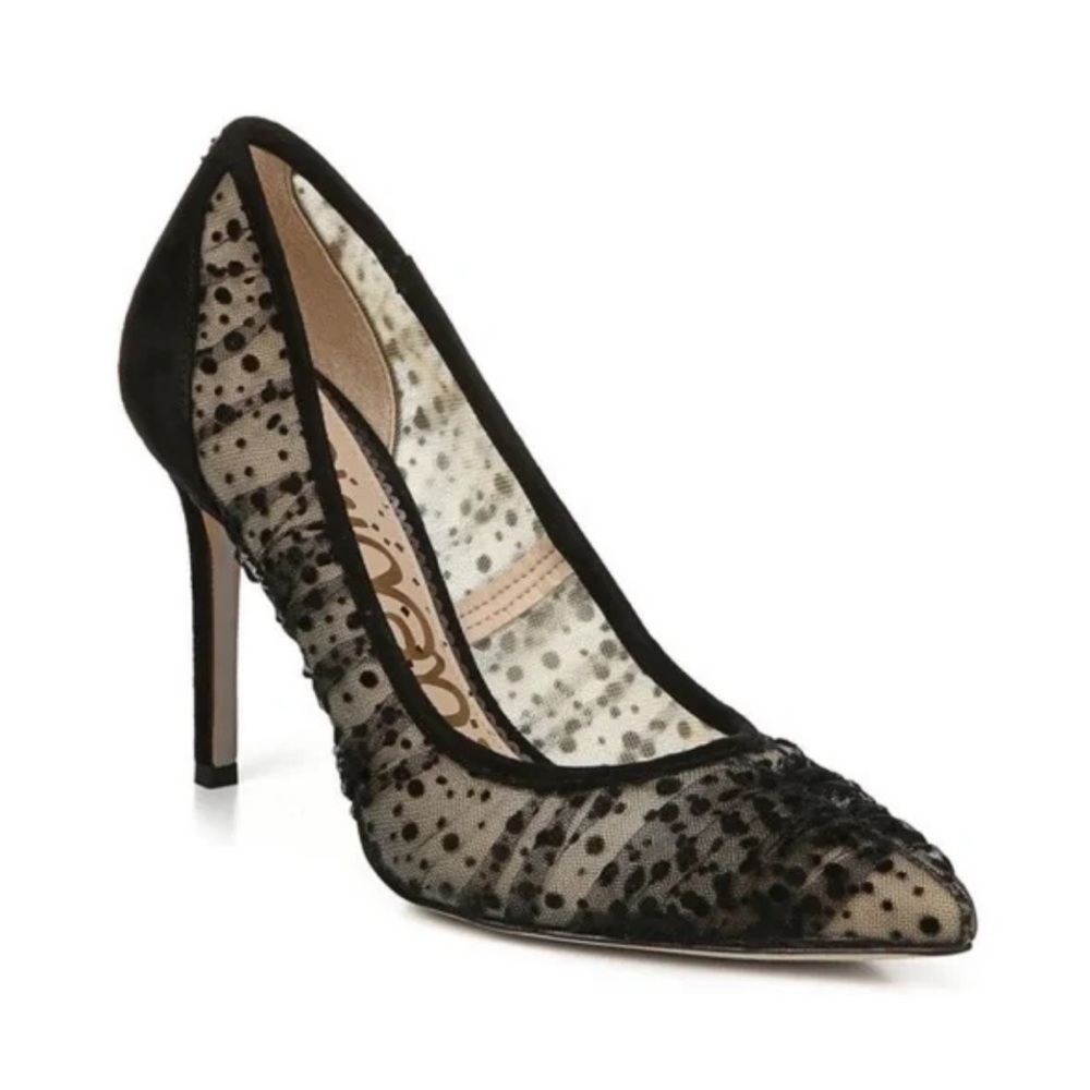 Sam Edelman Hazel Flocked Tulle Polka Dot Heels Sz 7.5